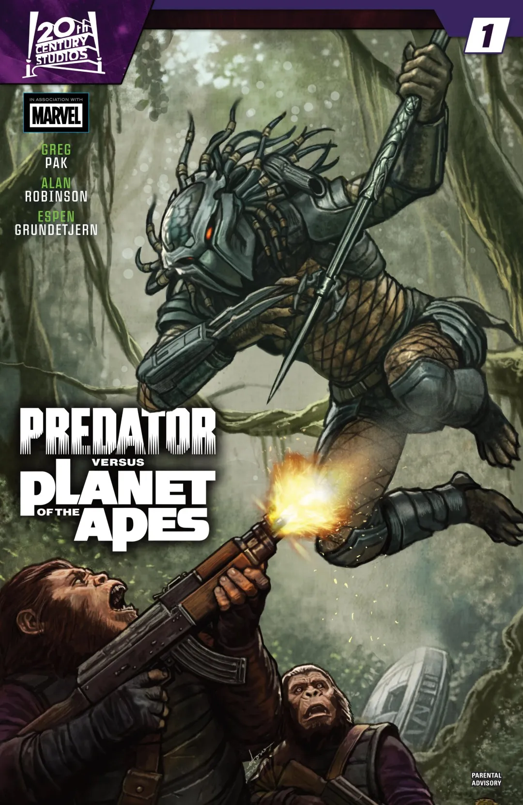 Predator vs. the Planet of the Apes Issue 1 (2026) - Read Free Comics Online in HD Quality page 1